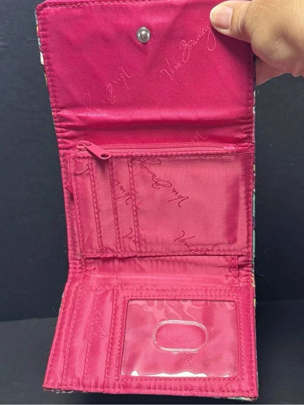 NWT Vera Bradley Petite Trifold Wallet in Pink Swirls